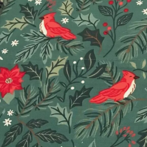 Brooks Brothers Christmas King Sheet Set Holidays Red Cardinal Poinsettia Holly - Picture 2 of 6